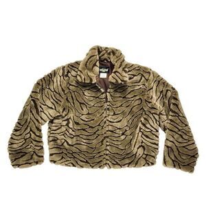 Not Fur Real by Duffel Coat Womens M Brown Faux Fur Cozy Classic Winter Jacket